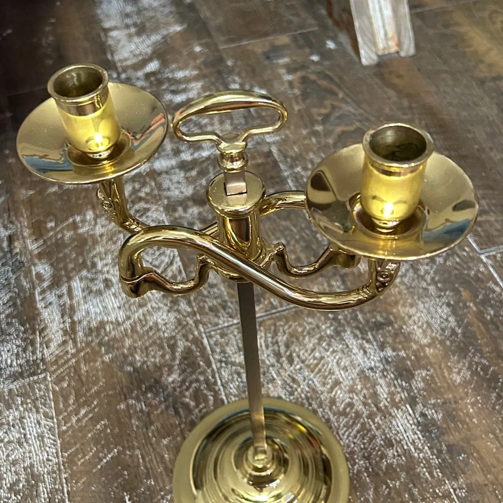 Vtg Baldwin Brass Double Serpentine Candelabra‎ Candle Holder 15.75